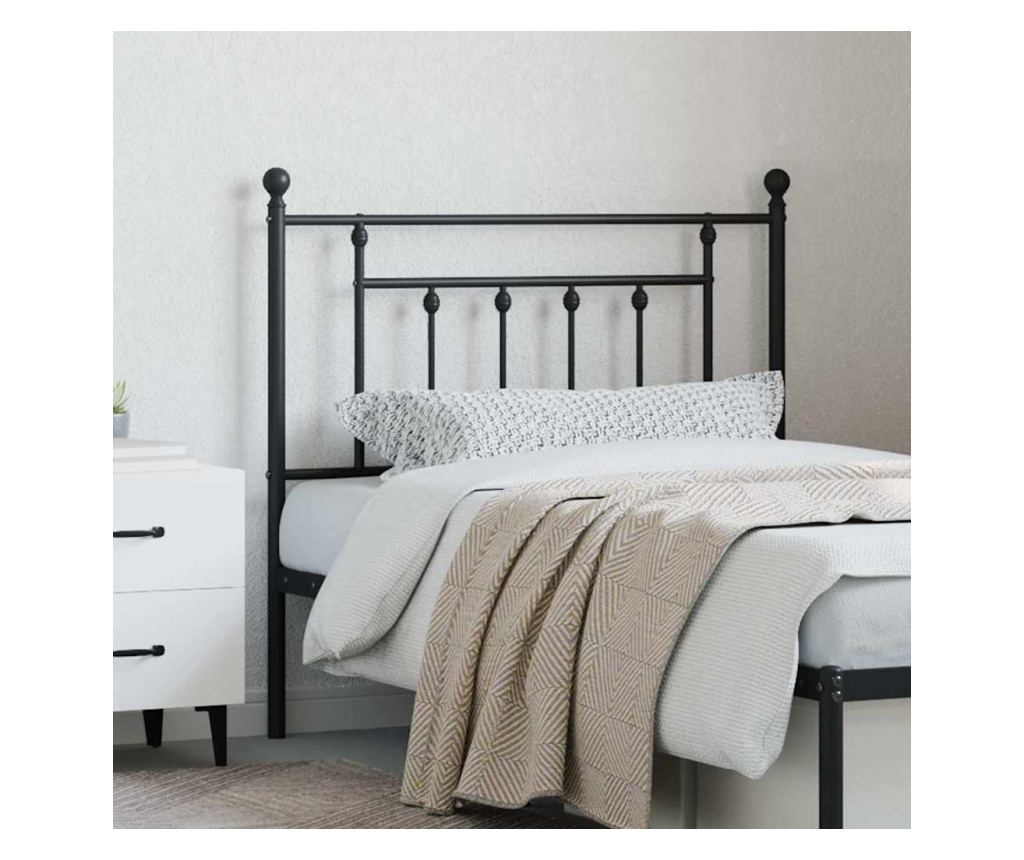 Metalni uzglavlje za krevet, crno, 90 cm - 3