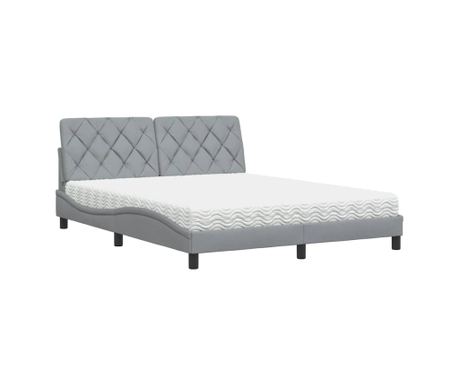 Krevet s madracem svjetlosiva 160x200 cm tkanina