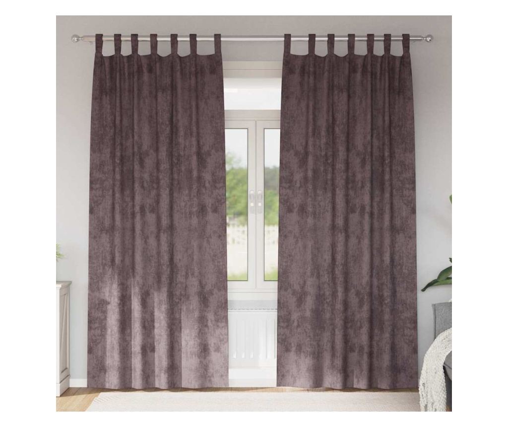 vidaXL Cortine din catifea cu perdele 2 pcs Maro 260 x 140 cm Catifea - 2