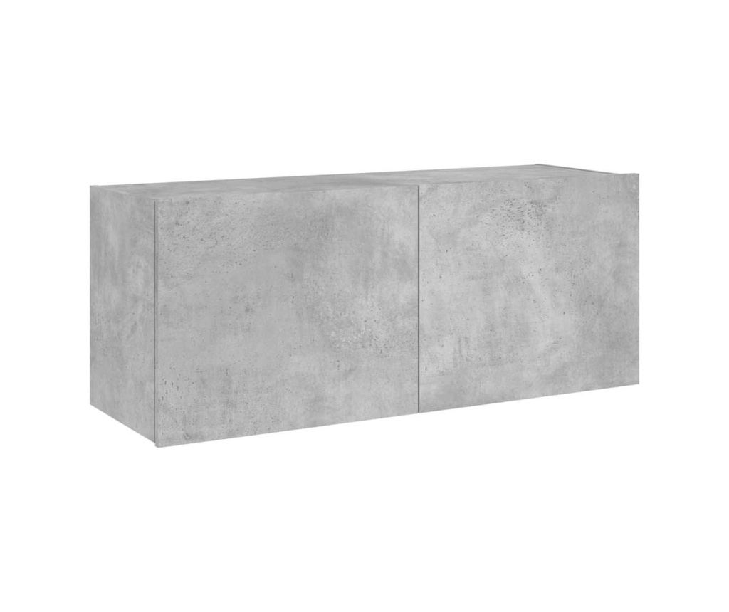 Stenska TV omarica z LED lučkami betonsko siva 100x35x41 cm - 3