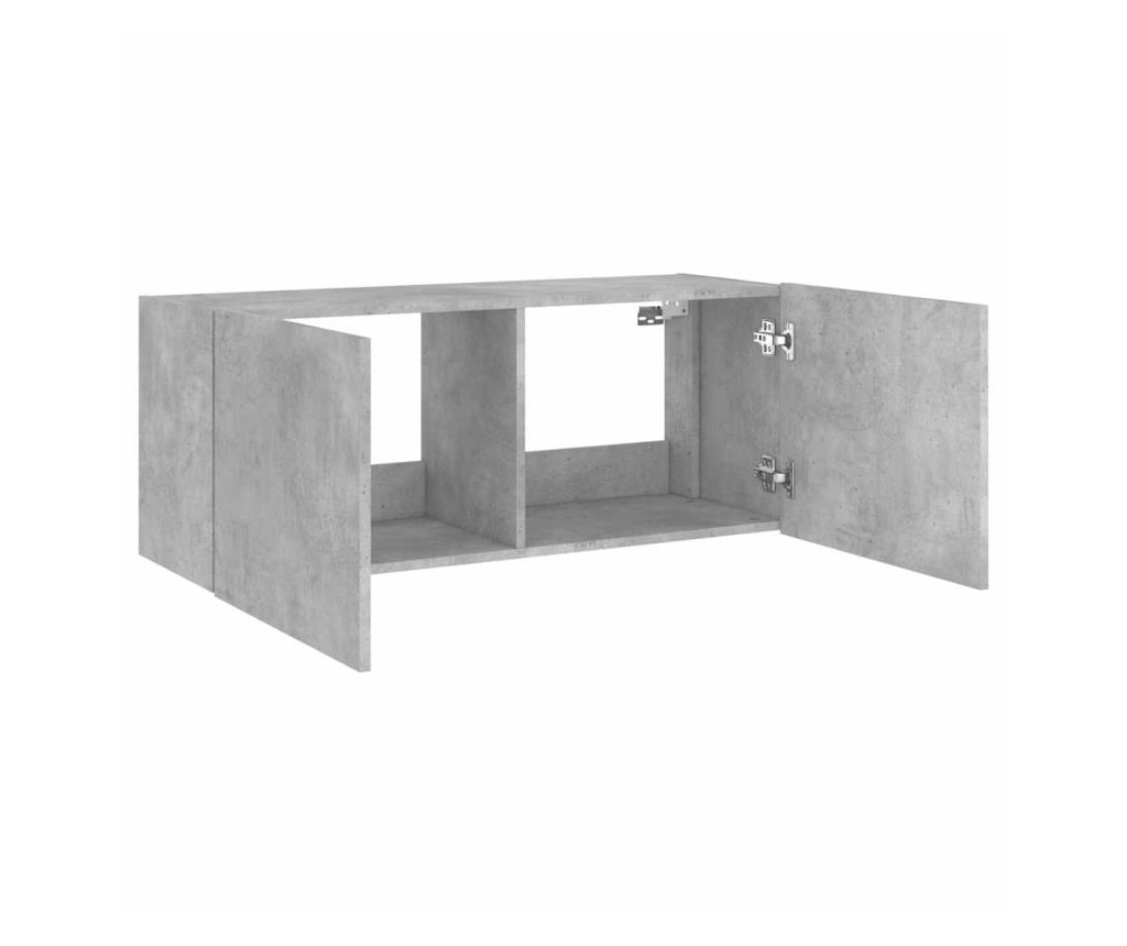 Stenska TV omarica z LED lučkami betonsko siva 100x35x41 cm - 8