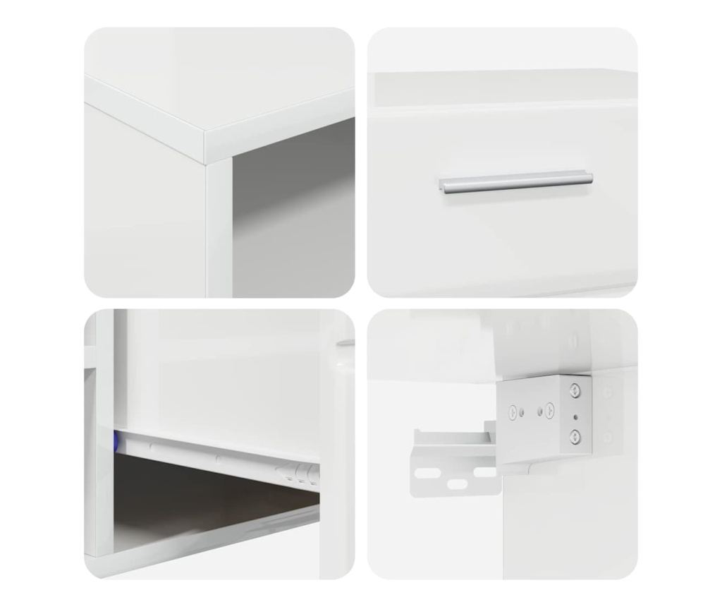 Комплект ТВ шкаф с чекмедже FLORIN Лъскаво бяло Инженерно дърво - 9