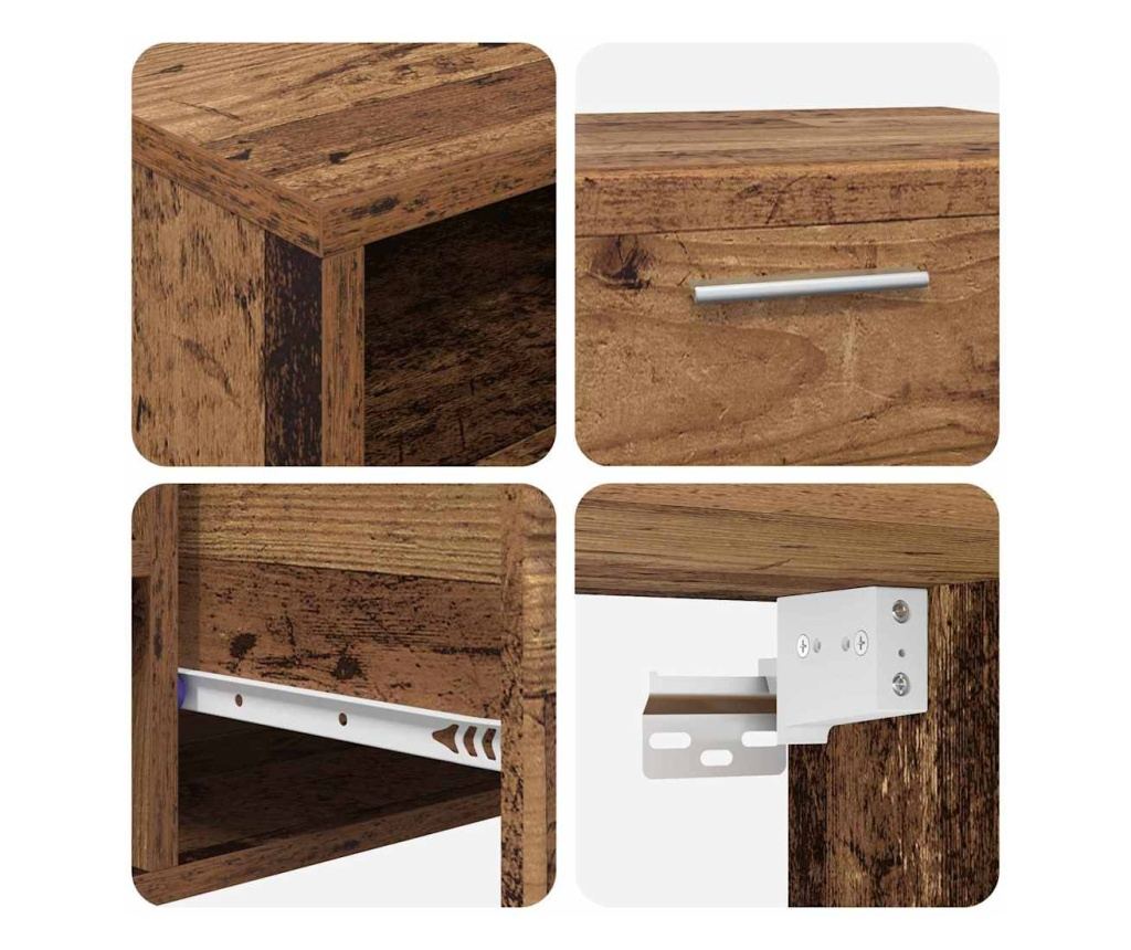 Комплект ТВ шкаф с чекмедже FLORIN Старо дърво Инженерно дърво - 9