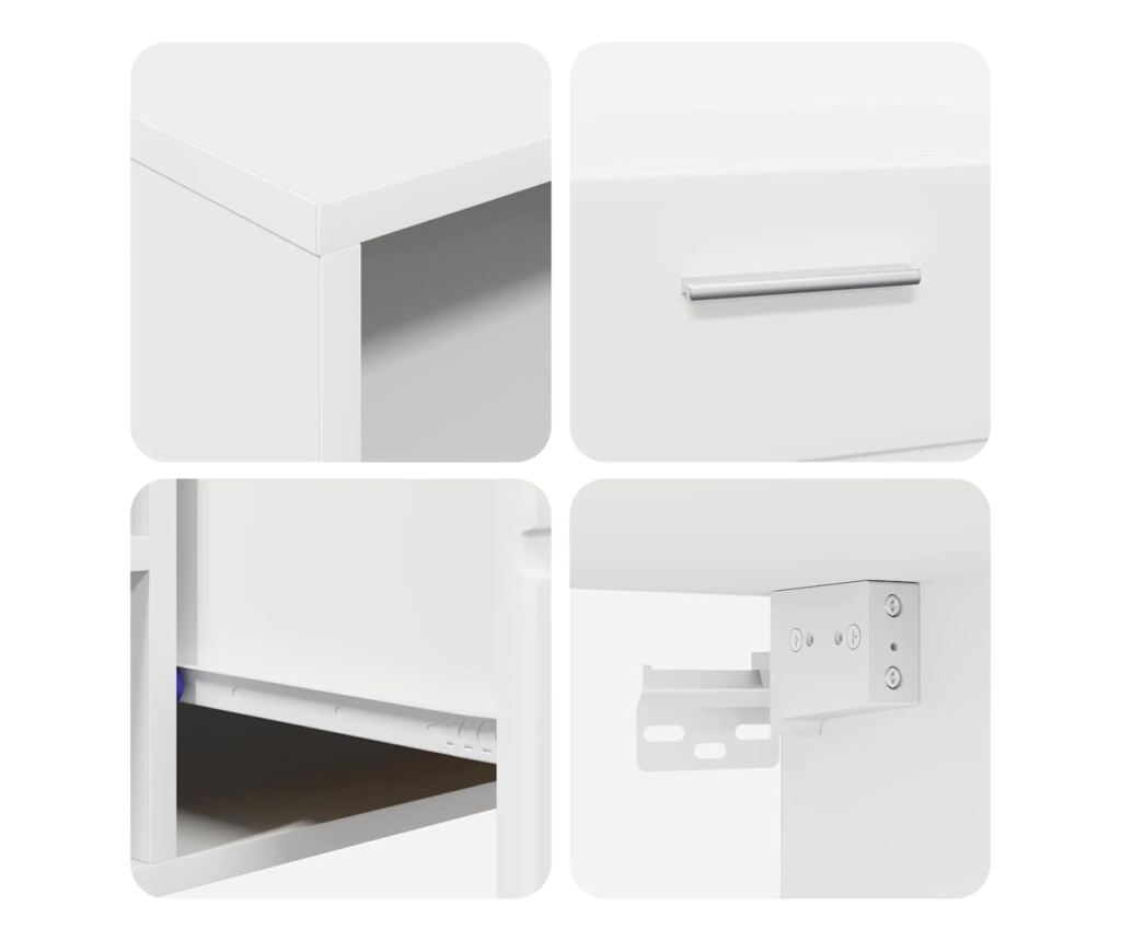 Комплект ТВ шкаф с чекмедже с рафт FLORIN Бяло Инженерно дърво - 9