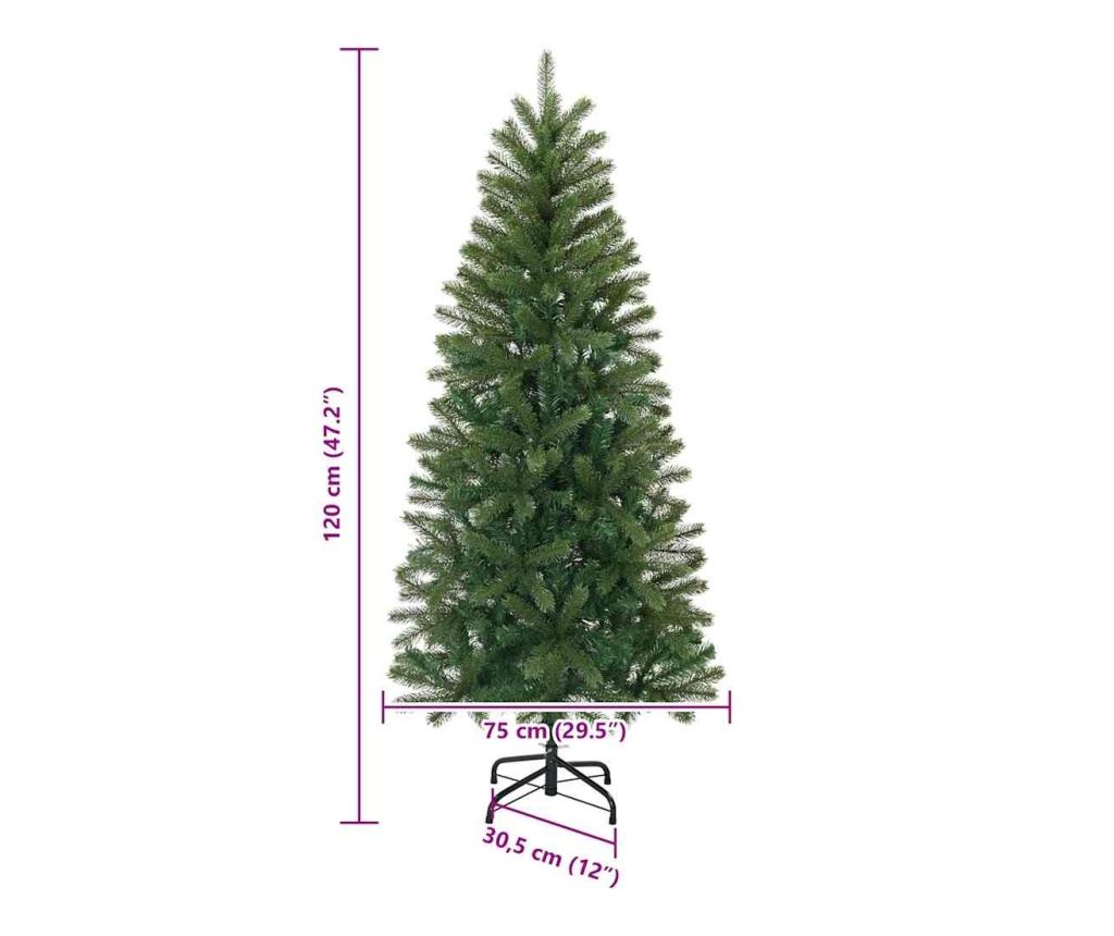 С изкуствено коледно дърво Зелен 120 cm ПВЦ, ПЕ и стомана - 6