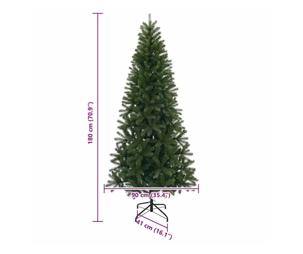 С изкуствено коледно дърво Зелен 180 cm ПВЦ, ПЕ и стомана - 6