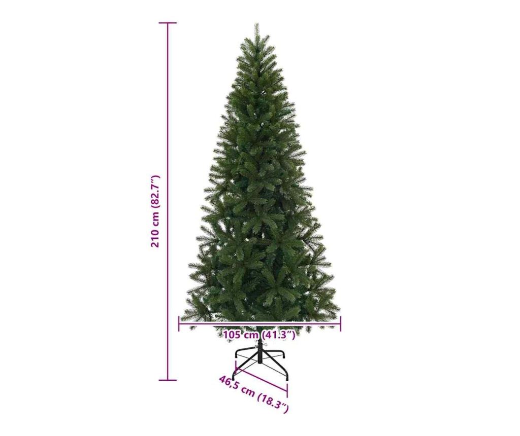 С изкуствено коледно дърво Зелен 210 cm ПВЦ, ПЕ и стомана - 6