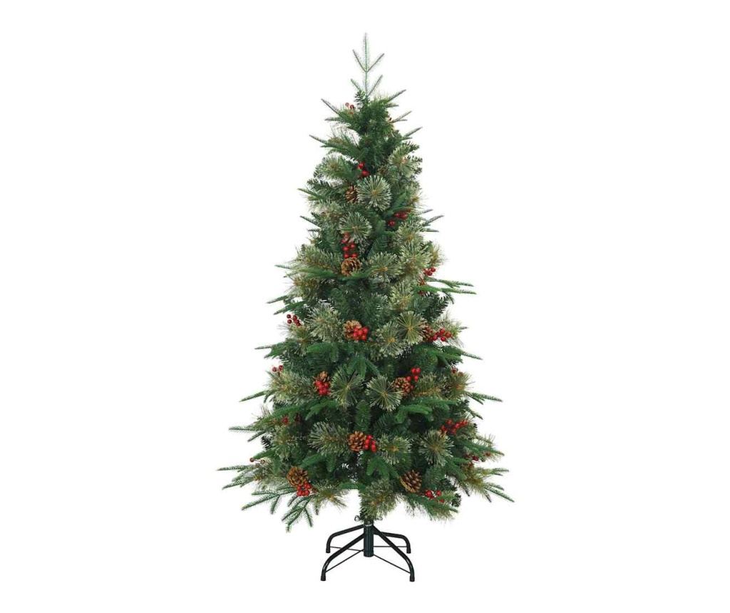 Изкуствено коледно дърво с хингед Зелен 150 cm PE и PVC - 5
