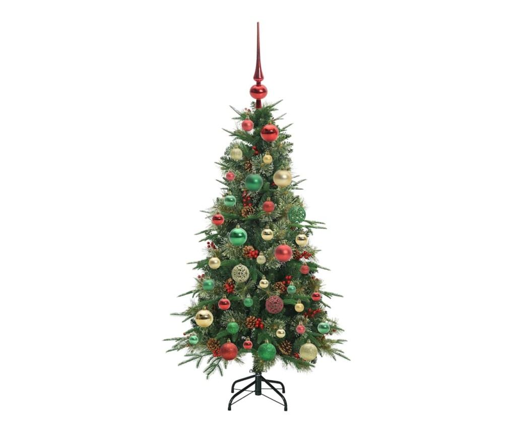 Изкуствено коледно дърво с хингед Зелен 120 cm PE и PVC - 4