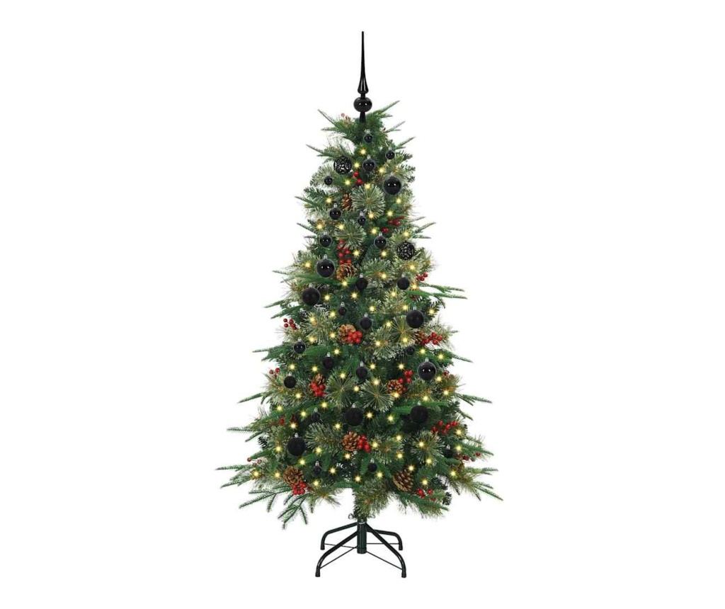 Изкуствено коледно дърво с хингед Зелен 150 cm PE и PVC - 3