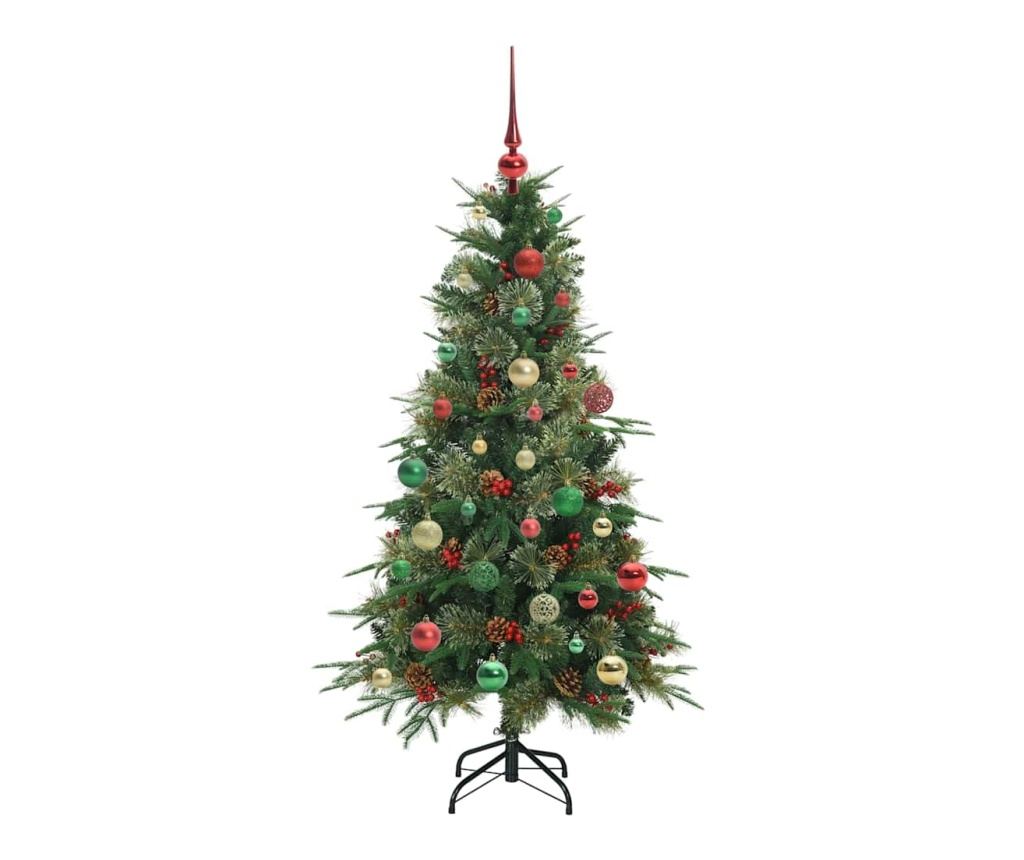 Изкуствено коледно дърво с хингед Зелен 150 cm PE и PVC - 4