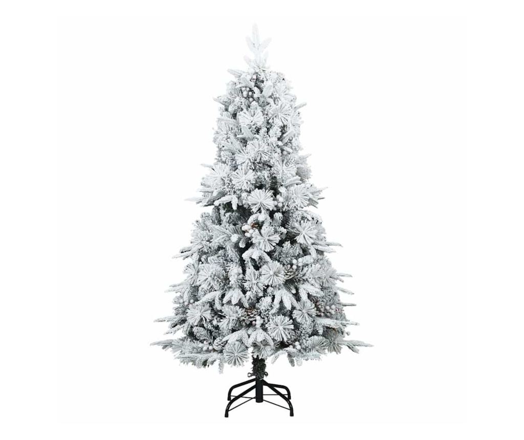 Изкуствено коледно дърво с хингед Бяло 120 cm PE и PVC - 5
