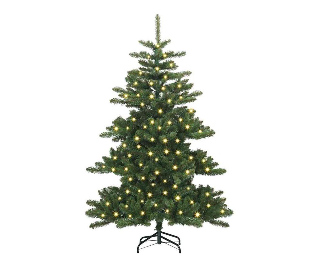 Изкуствено коледно дърво с хингед Зелен 150 cm PVC и стомана - 3