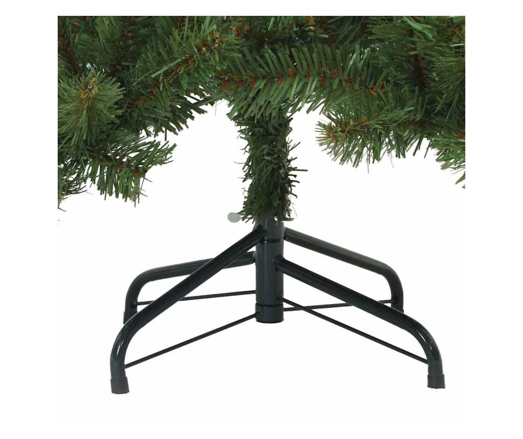 Изкуствено коледно дърво с хингед Зелен 150 cm PVC и стомана - 7