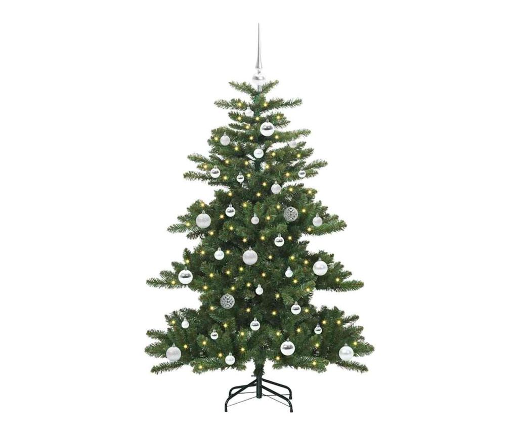 Изкуствено коледно дърво с хингед Зелен 150 cm PVC и стомана - 3