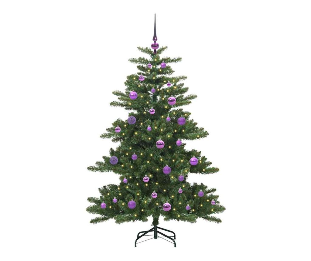 Изкуствено коледно дърво с хингед Зелен 150 cm PVC и стомана - 3