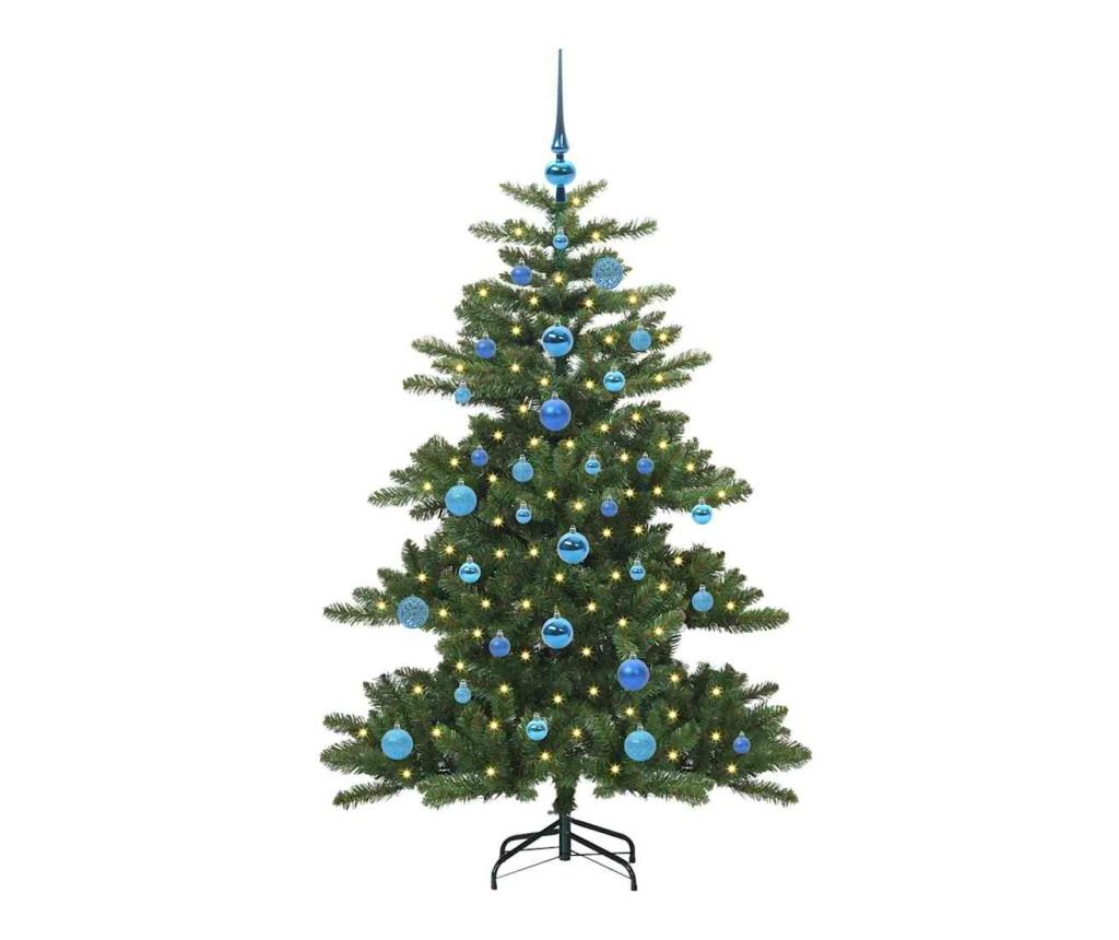 Изкуствено коледно дърво с хингед Зелен 150 cm PVC и стомана - 3