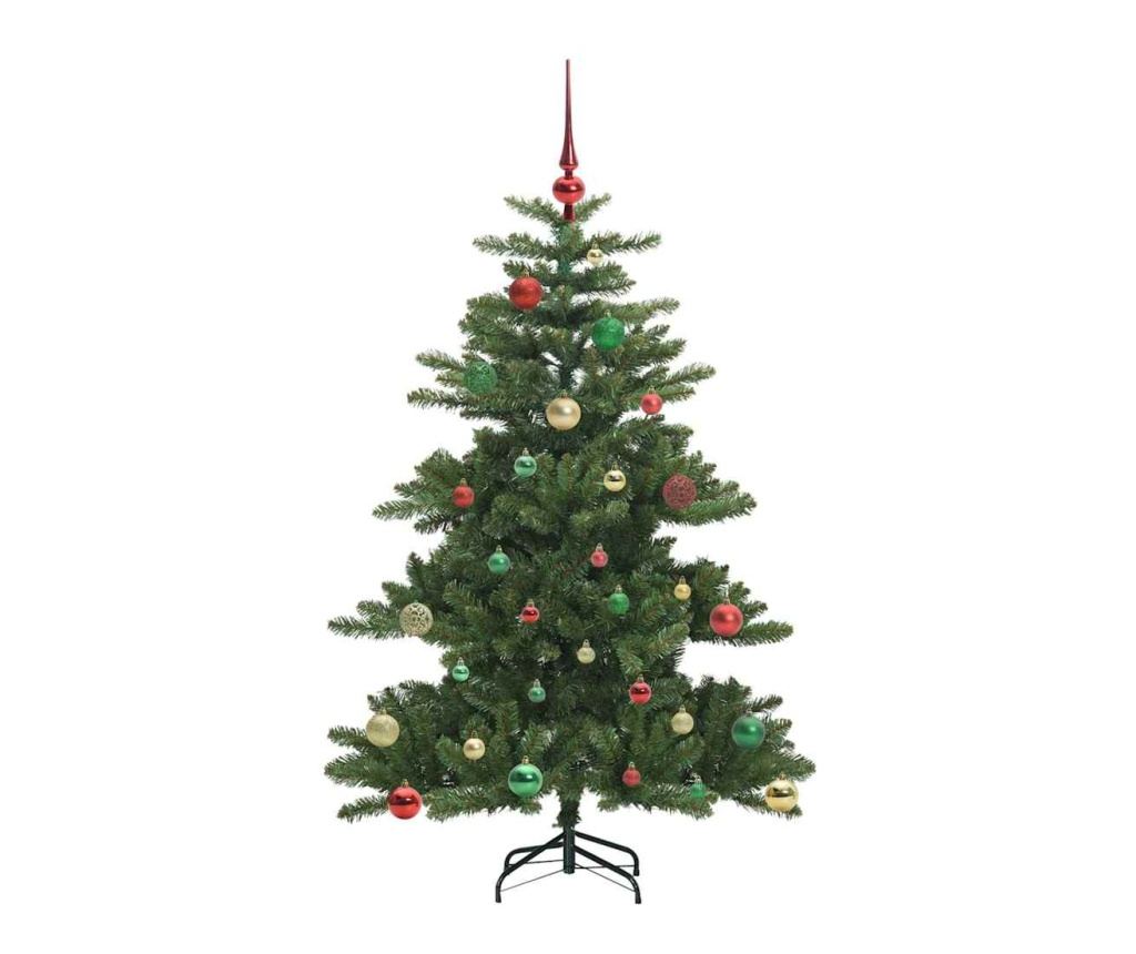 Изкуствено коледно дърво с хингед Зелен 150 cm PVC и стомана - 4