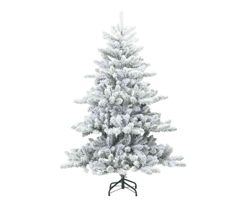 Изкуствено коледно дърво с хингед Бяло 150 cm PVC и стомана - 5