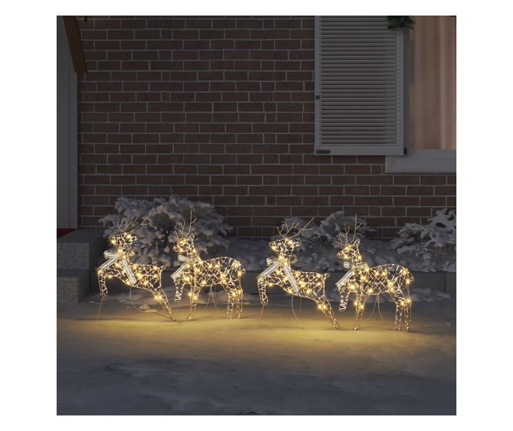 LED елени с 80 LED светодиода 4 pcs Златист PET - 3