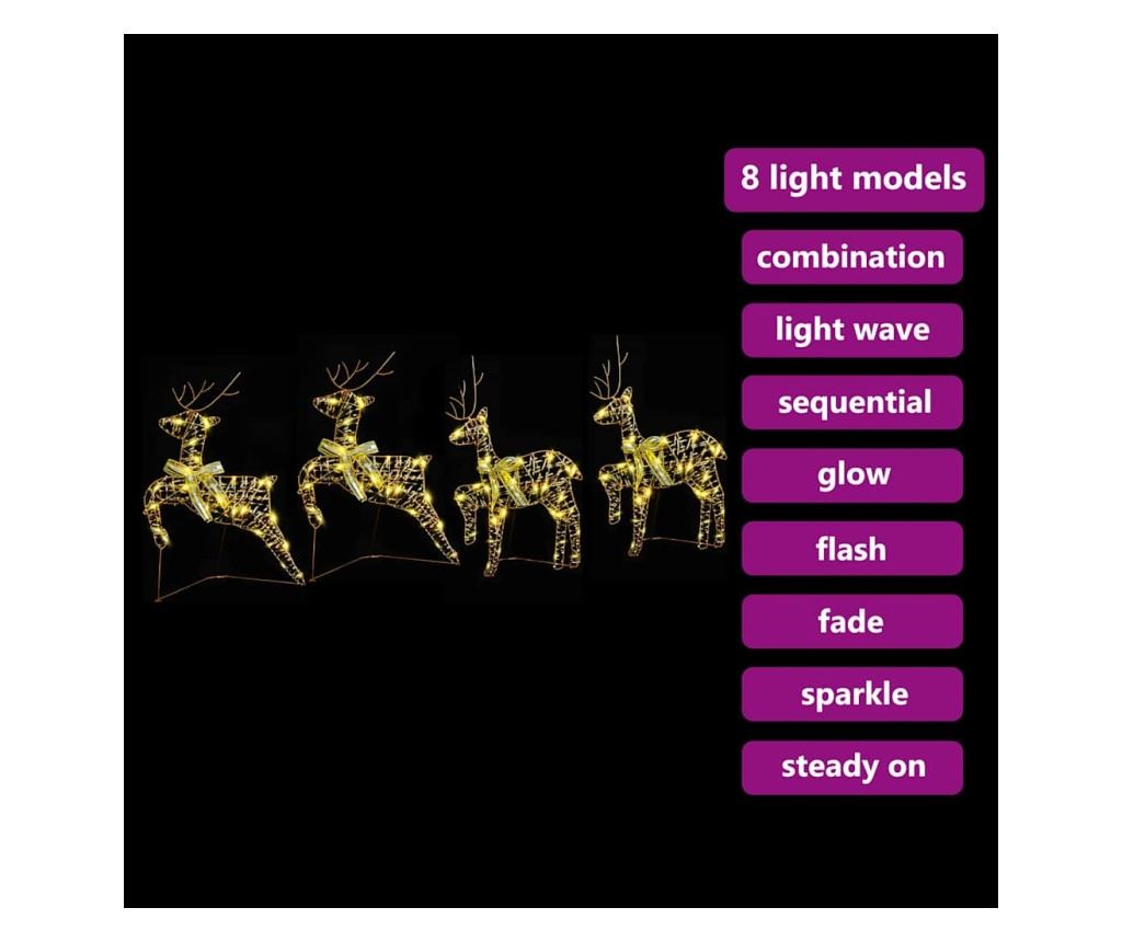 LED елени с 80 LED светодиода 4 pcs Златист PET - 8
