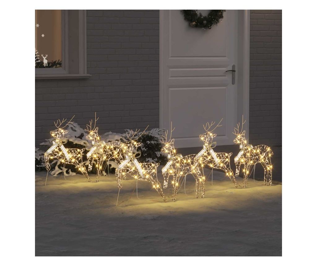 LED елени с 180 LED светодиода 6 pcs Златист PET - 2