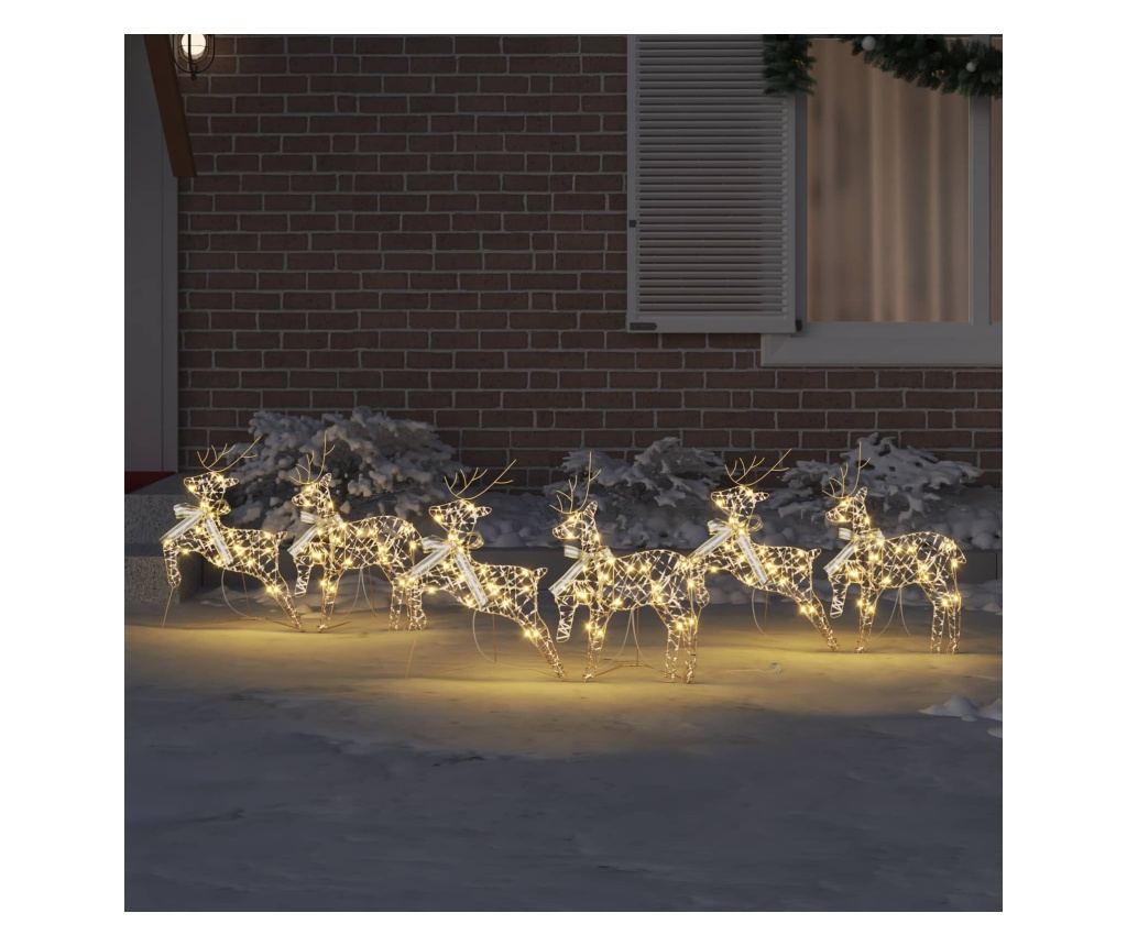 LED елени с 180 LED светодиода 6 pcs Златист PET - 3
