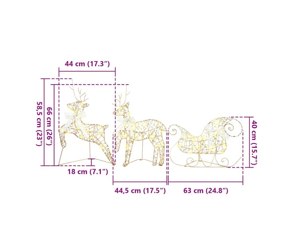 LED елени с 40 LED светодиода 5 pcs Златист PET - 10