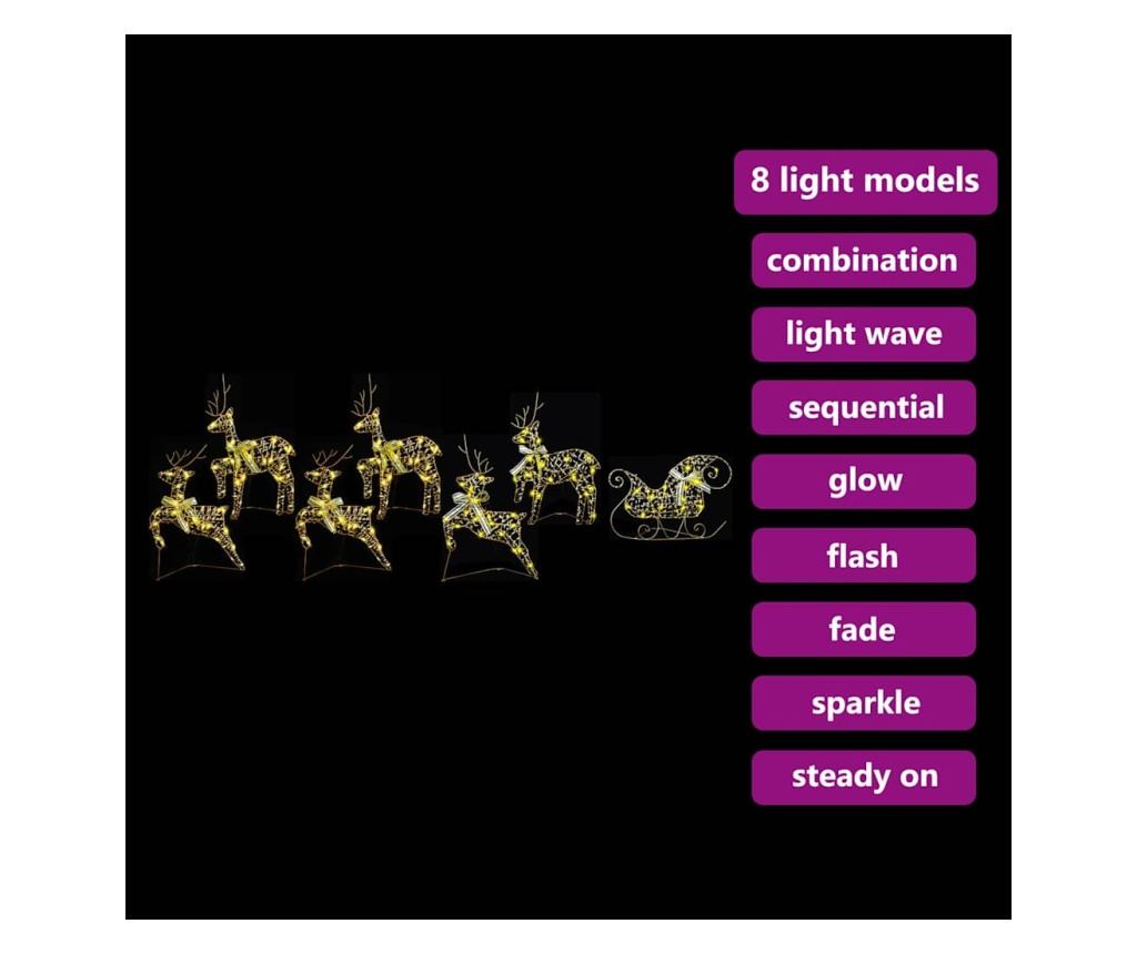 LED елени с 40 LED светодиода 7 pcs Златист PET - 8