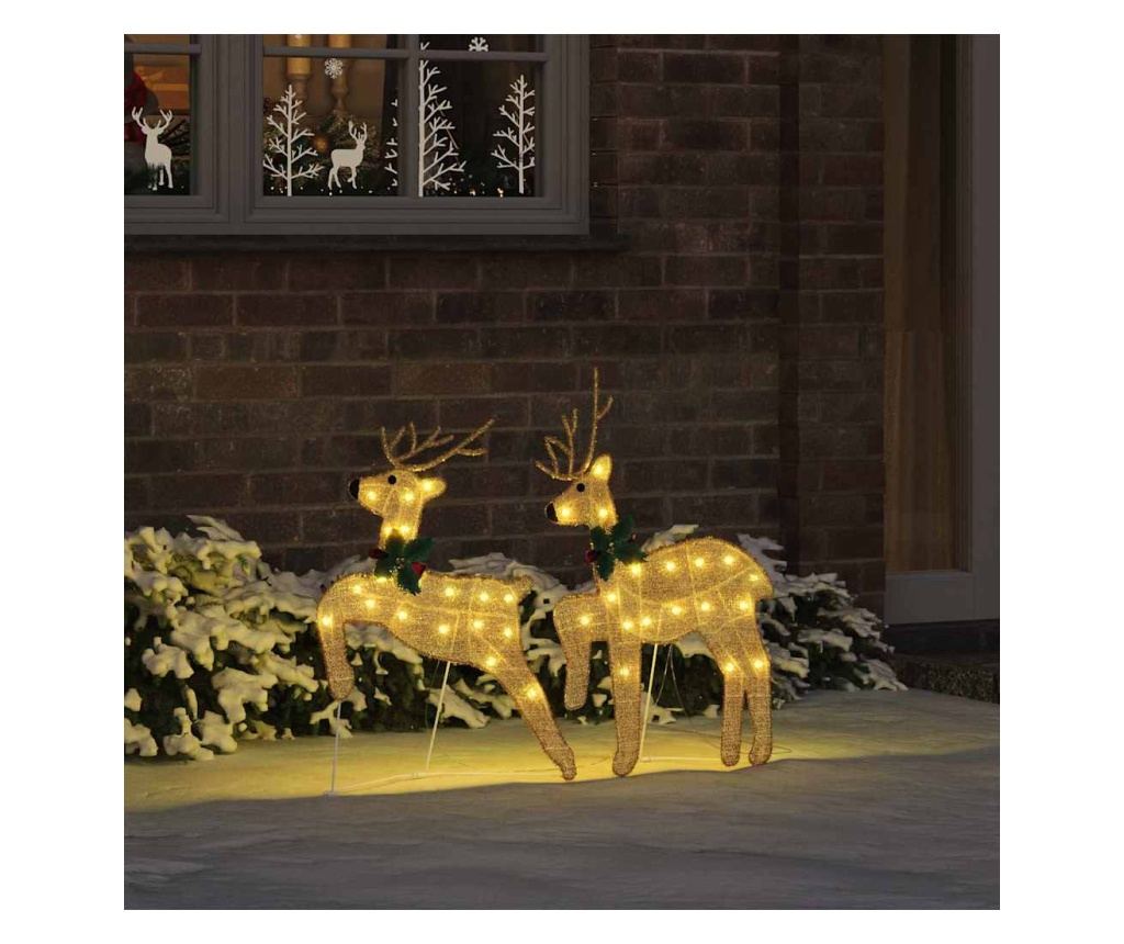 LED елени 2 pcs Топло бяло текстил - 3