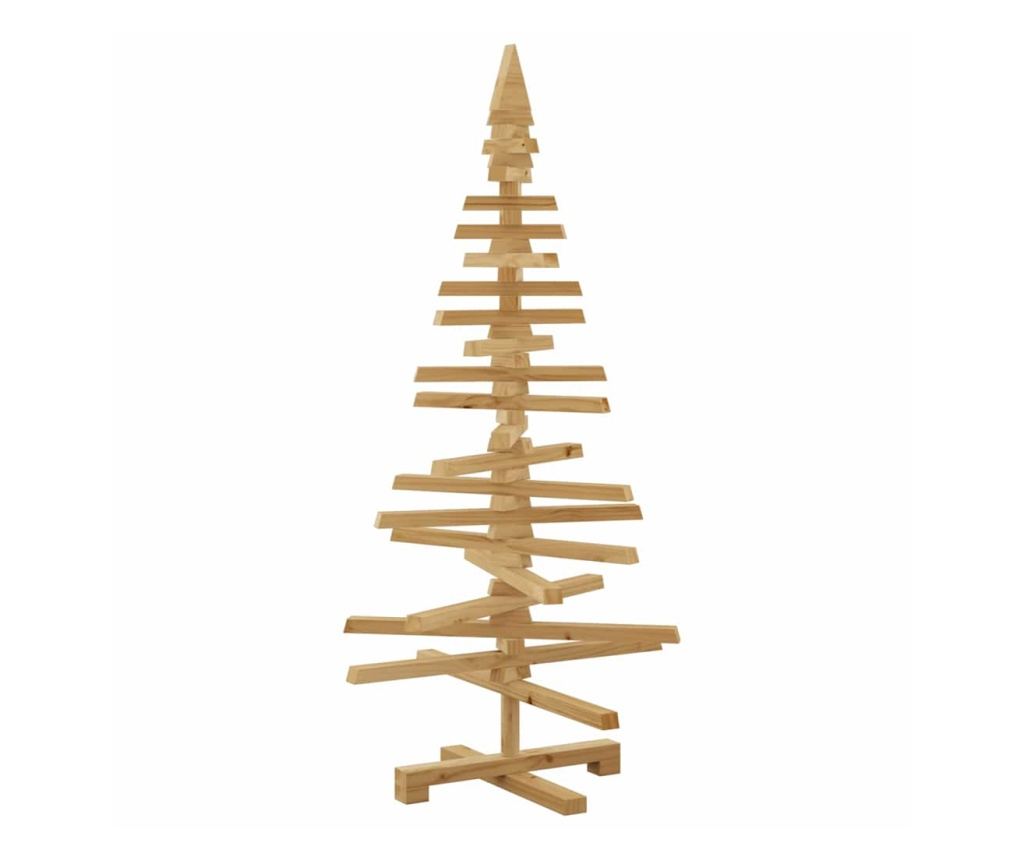 Дървено Коледно Дърво Кафяво 120 cm Борово дърво масив - 8