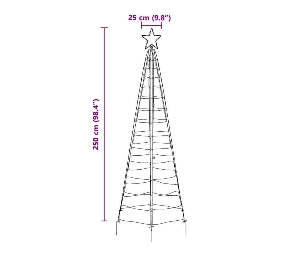 LED коледна елха с колчета за земя Топло бяло 250 cm Желязо - 8