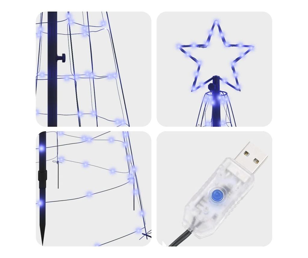 LED коледна елха с колчета за земя Синьо 250 cm Желязо - 4