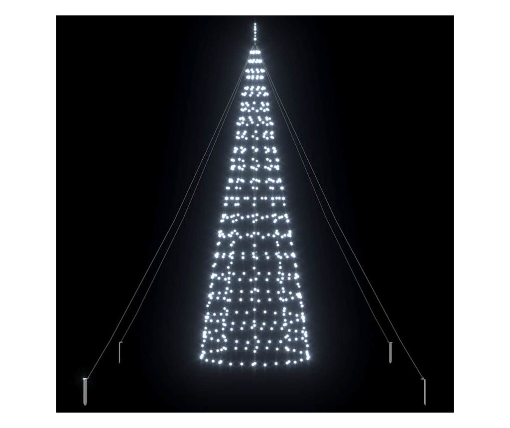 LED коледна елха с колчета за земя Хладно бяло 400 cm Желязо - 17