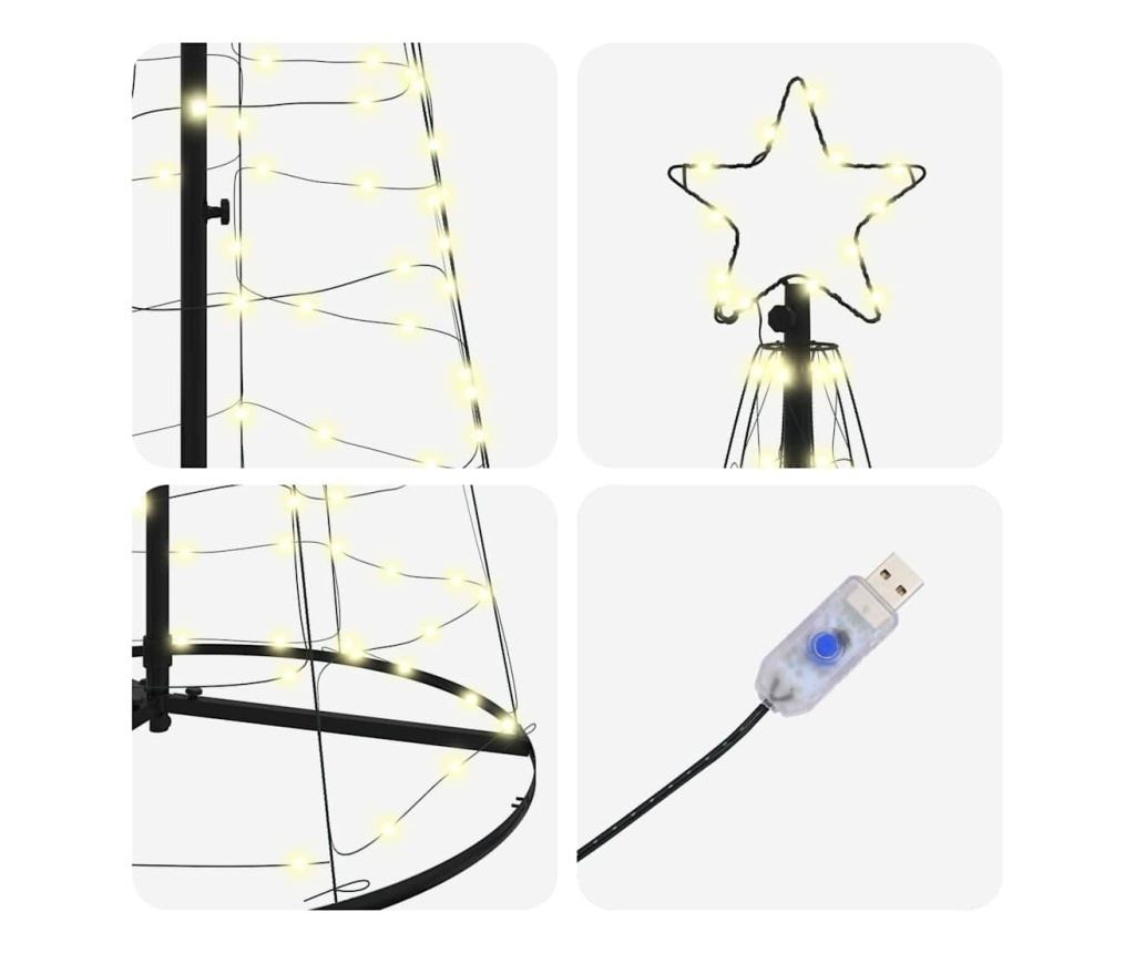 LED Коледна Елха с 390 LED светодиода Топло бяло 250 cm Желязо - 4