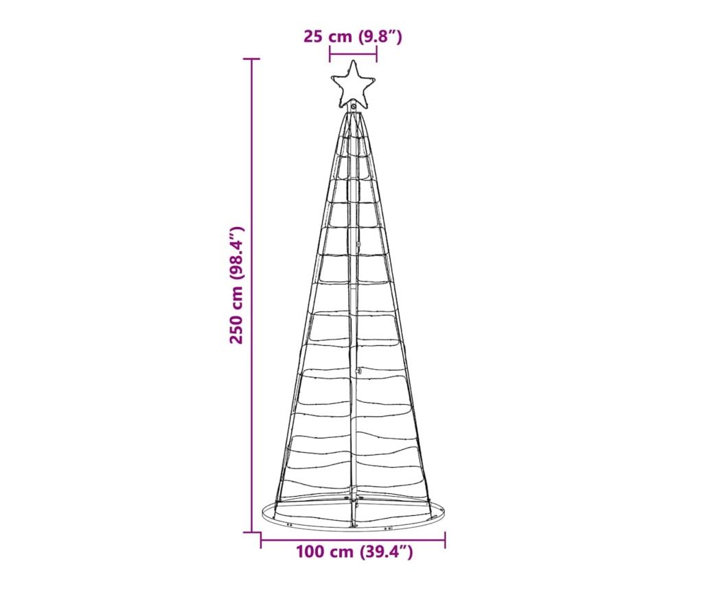 LED Коледна Елха с 390 LED светодиода Топло бяло 250 cm Желязо - 8
