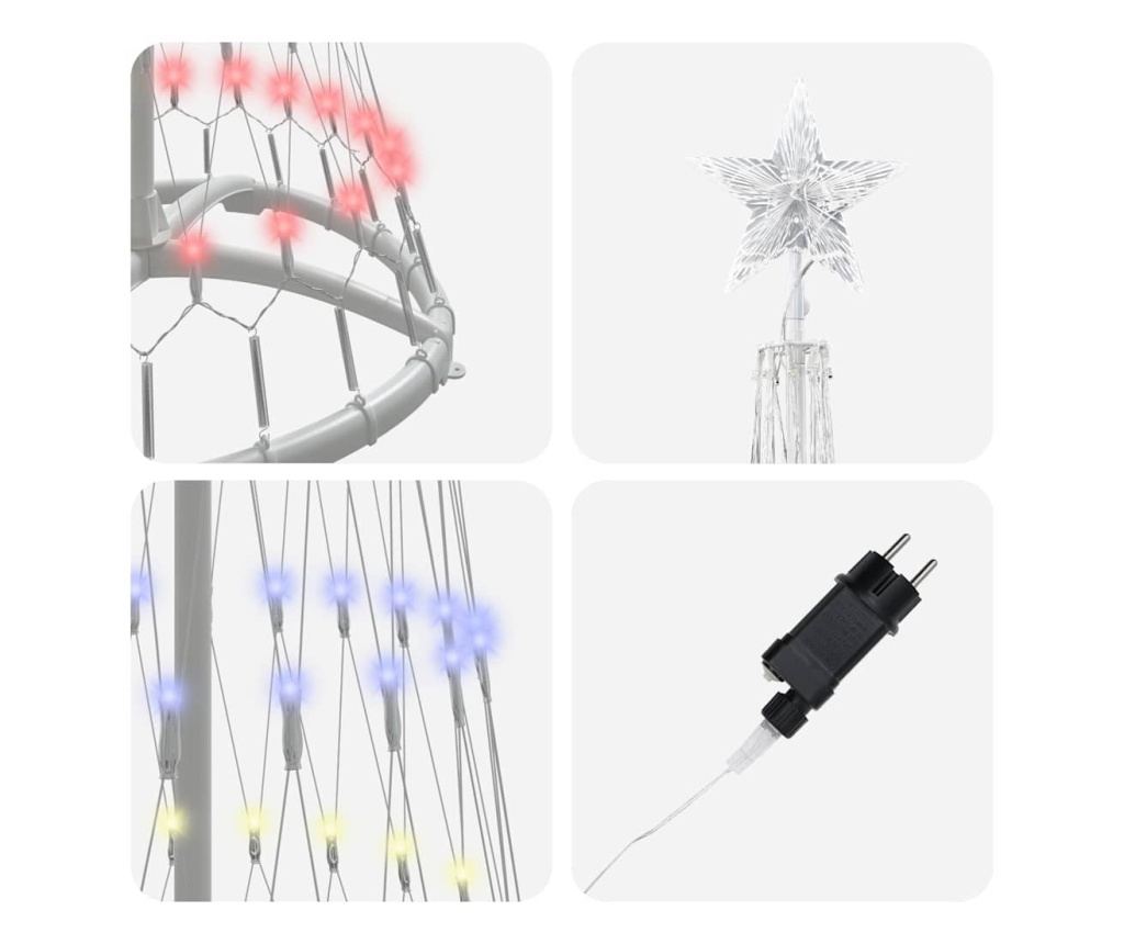 LED Коледна Елха с поставка Многоцветен 51 х 51 х 190 см Метал - 4