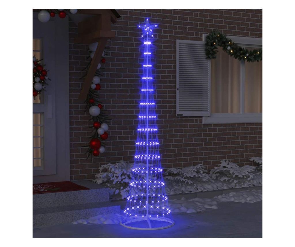 LED Коледна Елха с поставка Синьо 70 х 70 х 250 см Метал - 3