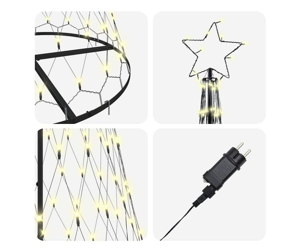 LED Коледна Елха с 295 LED светодиода Топло бяло 250 cm Метал - 4