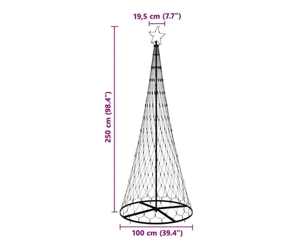 LED Коледна Елха с 295 LED светодиода Хладно бяло 250 cm Метал - 7