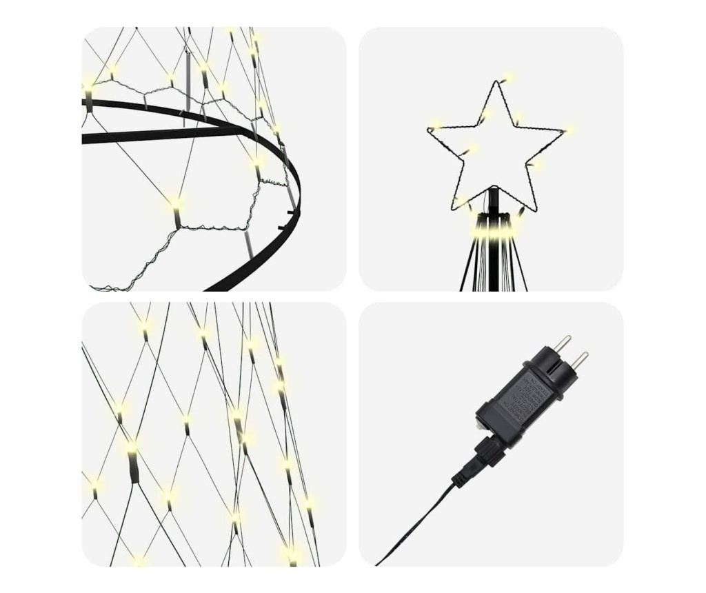 LED Коледна Елха с 555 LED светодиода Топло бяло 500 cm Метал - 4