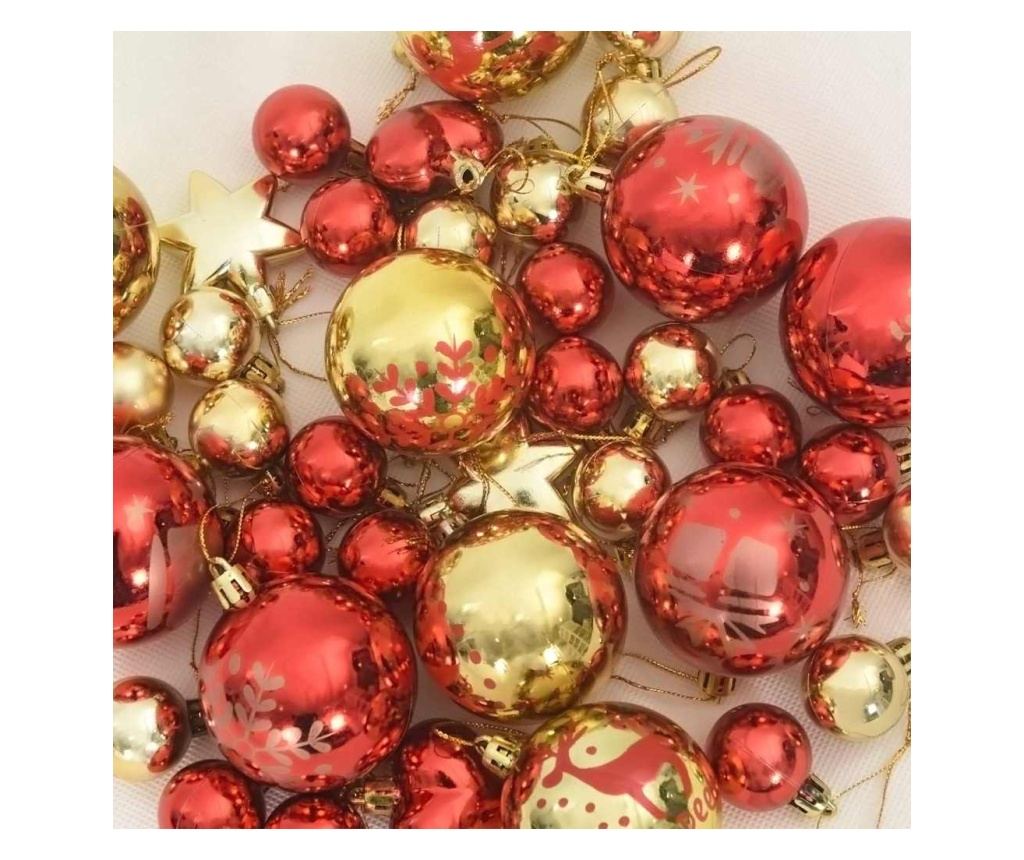 Комплект коледни топки 40 pcs Златно и червено Пластмаса - 4