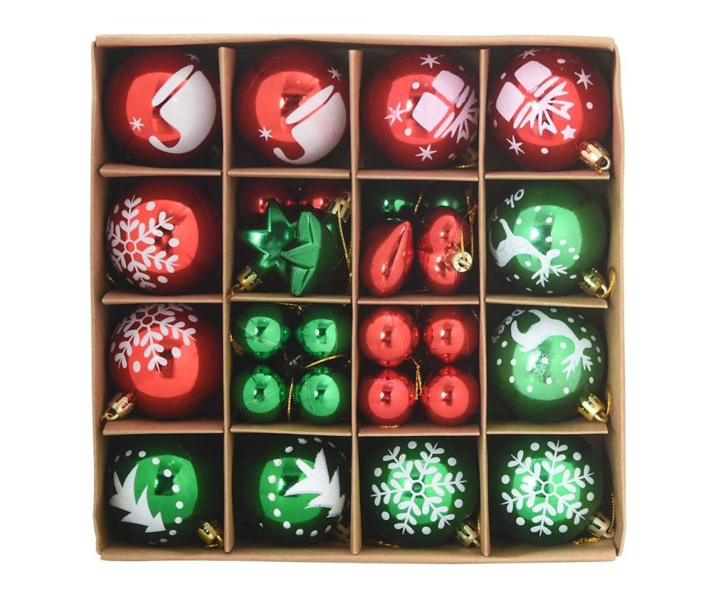 Комплект коледни топки 40 pcs Червено и зелено Пластмаса - 3