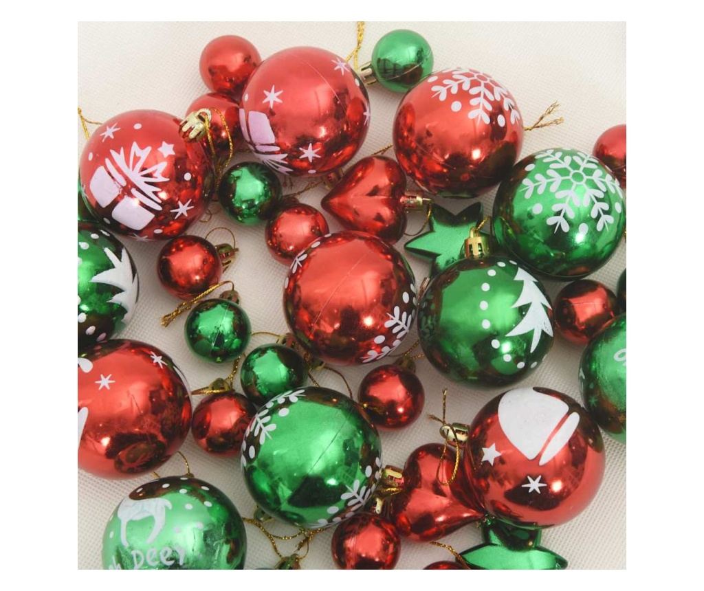 Комплект коледни топки 40 pcs Червено и зелено Пластмаса - 4