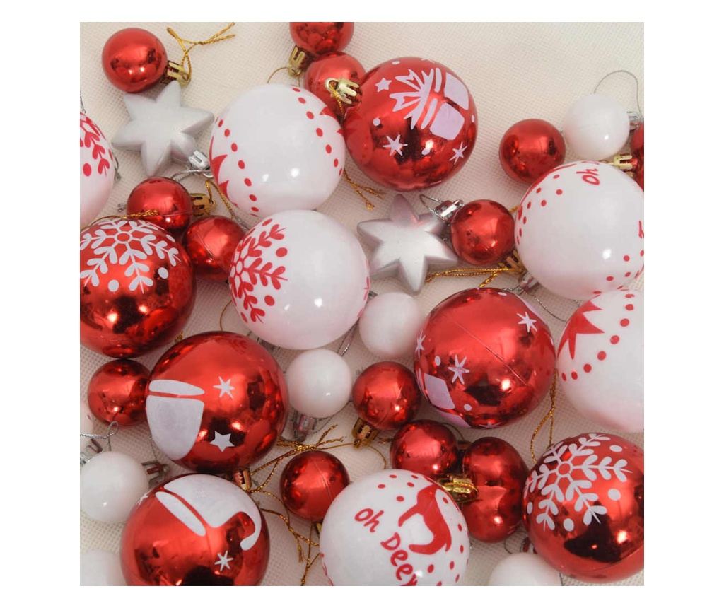 Комплект коледни топки 40 pcs Червено и бяло Пластмаса - 4