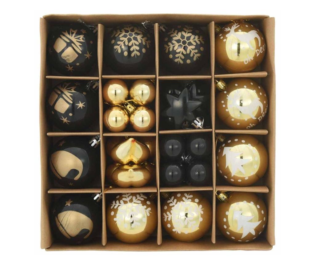 Комплект коледни топки 40 pcs Черен и златен Пластмаса - 3