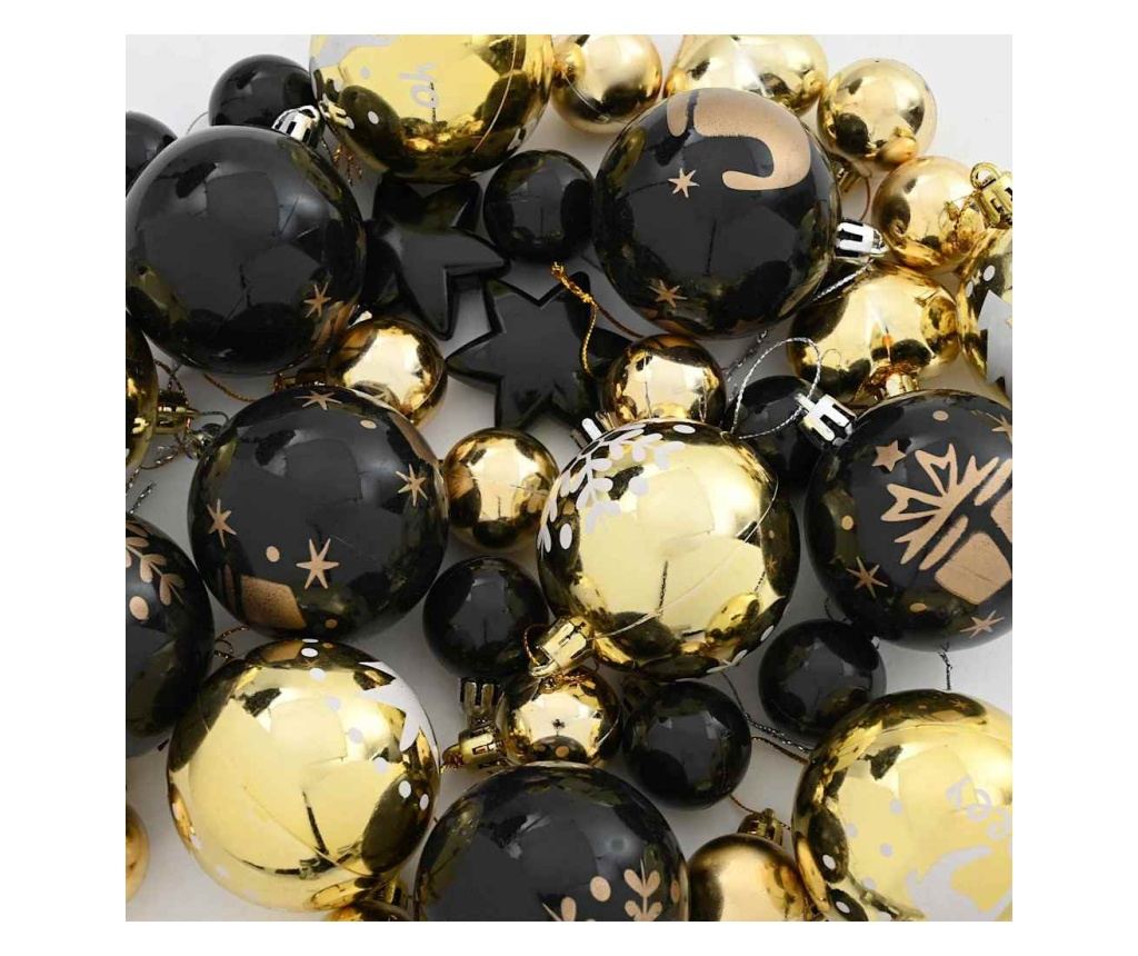 Комплект коледни топки 40 pcs Черен и златен Пластмаса - 4
