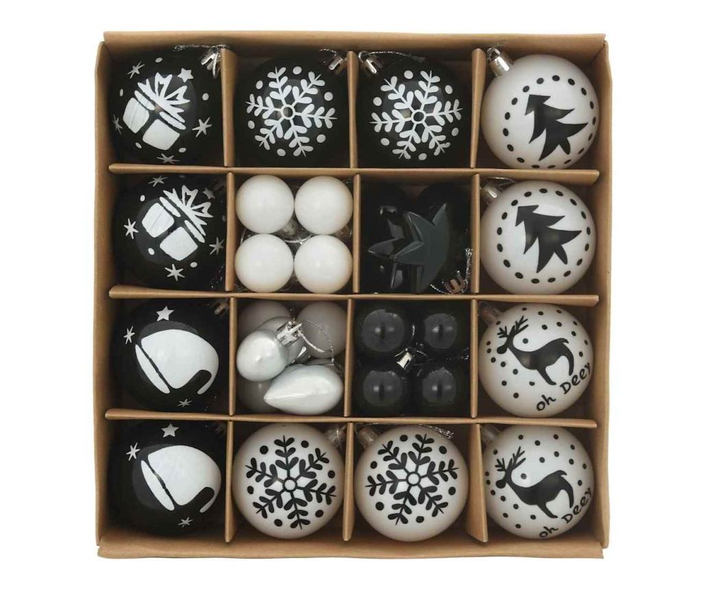 Комплект коледни топки 40 pcs Черен и бял Пластмаса - 3