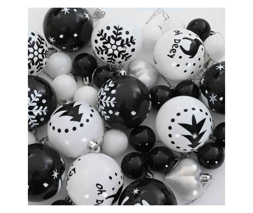 Комплект коледни топки 40 pcs Черен и бял Пластмаса - 4