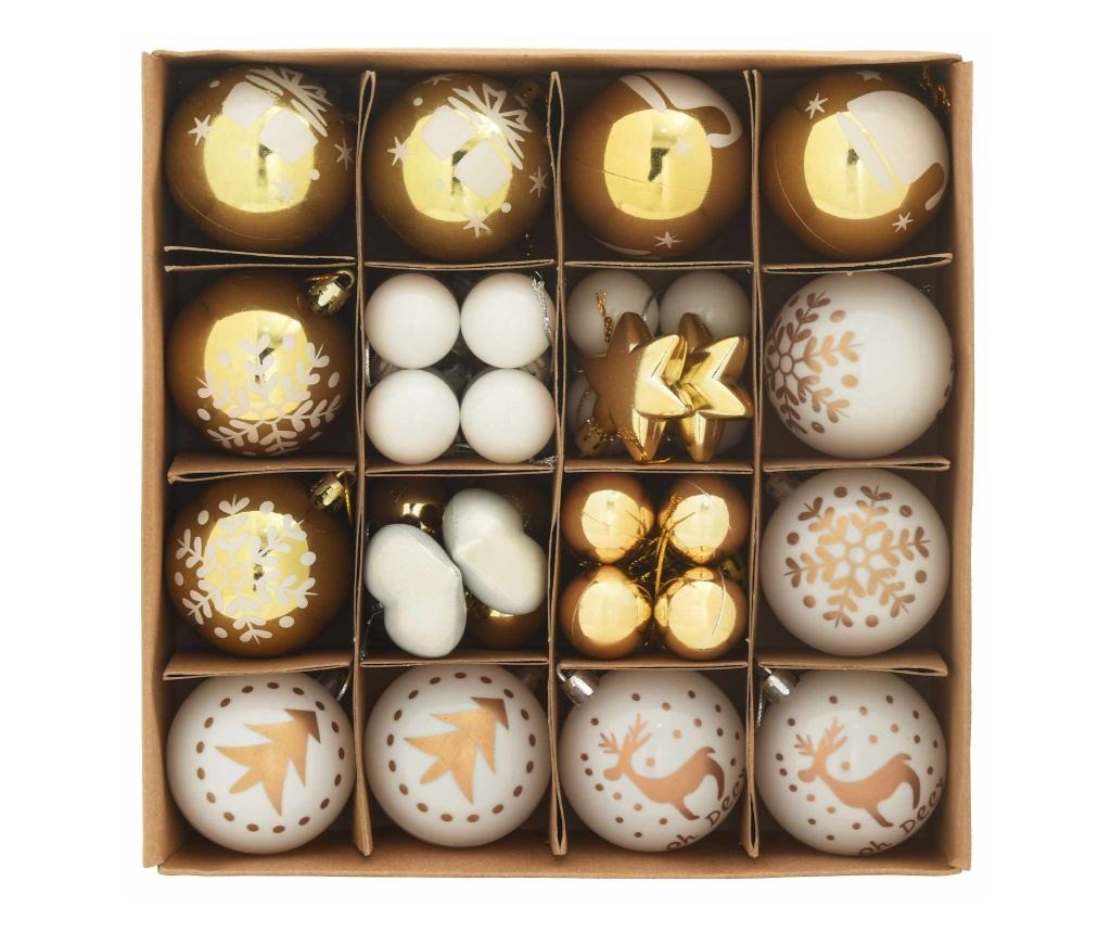 Комплект коледни топки 40 pcs Бяло и златно Пластмаса - 3